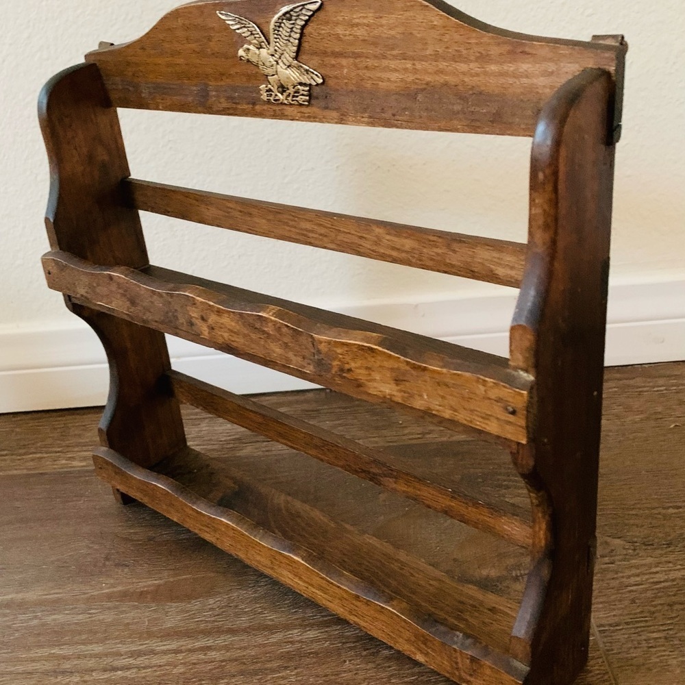 Wall wooden shelf with metal eagle - Picture 10 of 12